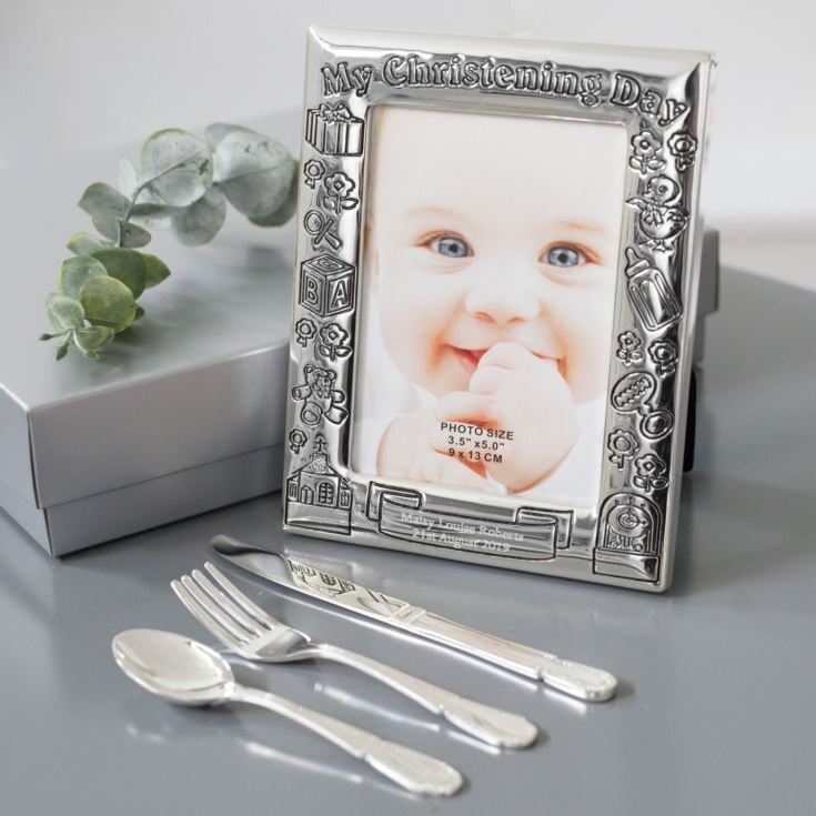 My Christening day’ 3.5″ x 5″ Frame with Cutlery Gift set