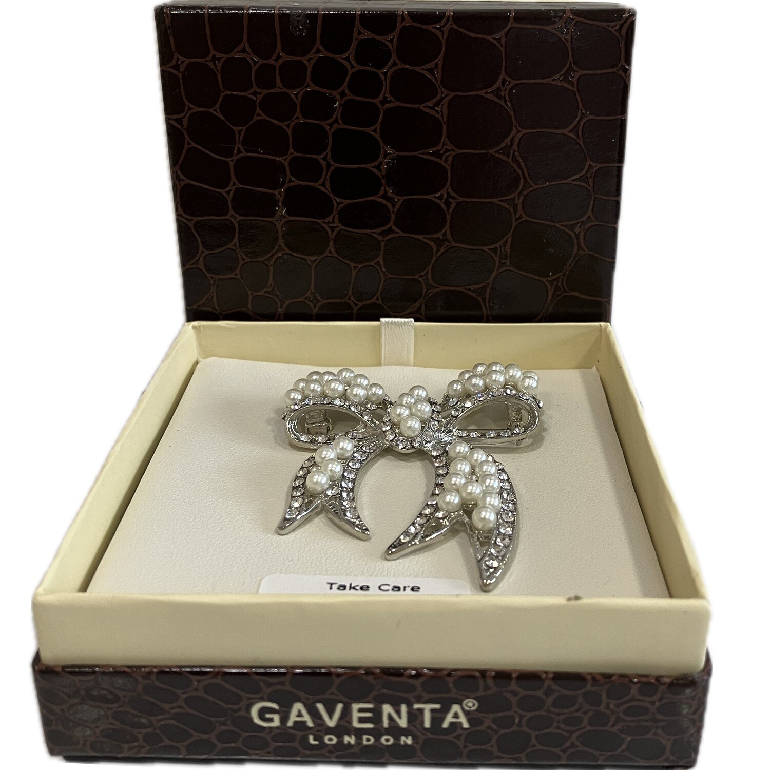 Gaventa London Flower Brooch Silver-Tone Metal & Stones Costume Jewellery