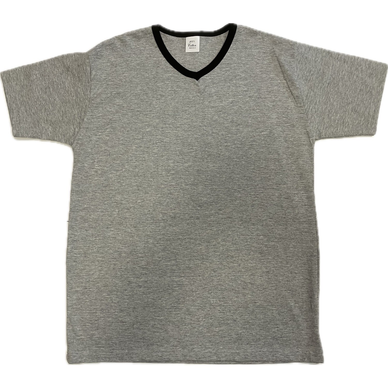 Men's Grey V-neck T-shirt Black Trim Large !!! 2 for £9.99 !!!