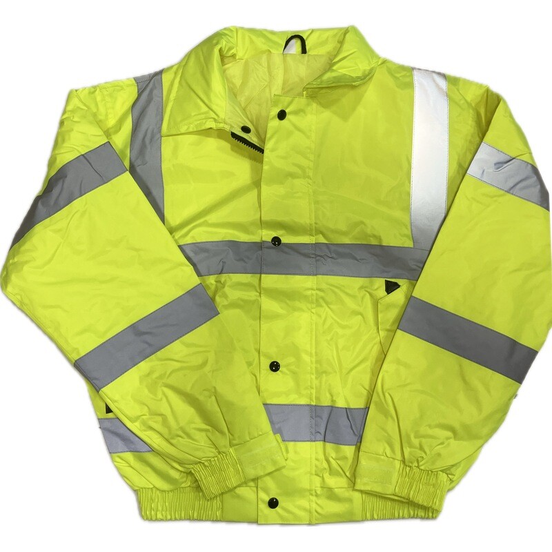 2X Yellow Hi-Vis Storm Bomber with Heavy Duty Padding - With Concealed Hood