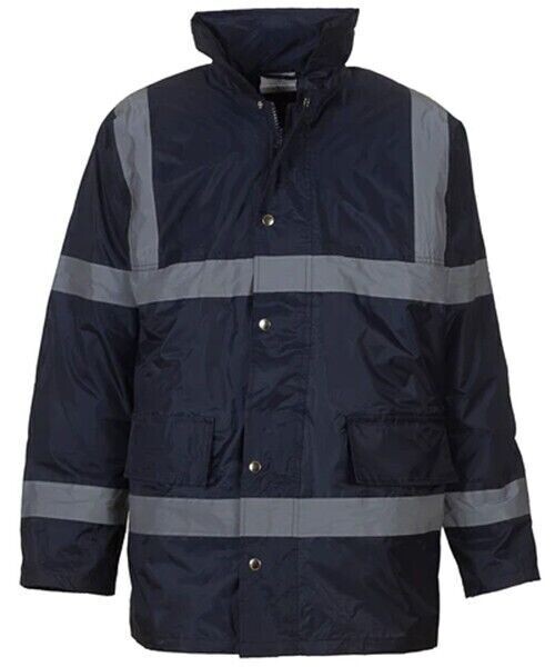 Baratec Workwear Hi Vis Security Waterproof Hooded Jacket Navy 48"