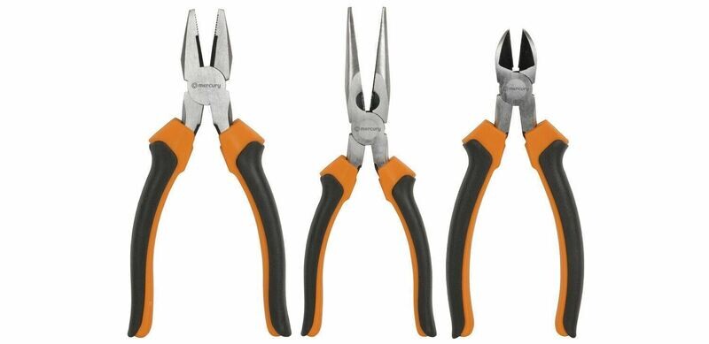Mercury 3PC Soft Grip Combination Pliers Set Long Nose Cutters Nippers
