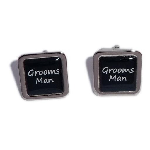 Men's Black Wedding Cufflinks Grooms Man in Gift Box