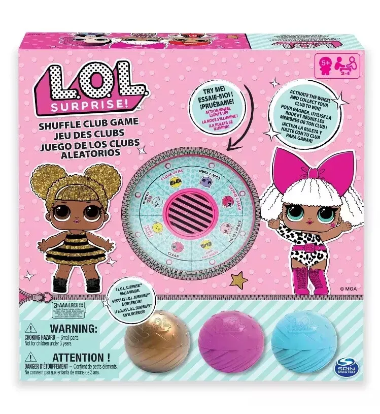 LOL SURPRISE! SHUFFLE CLUB BOARD GAME 2-4 PLAYERS 4 SURPRISE BALLS INSIDE 5+
