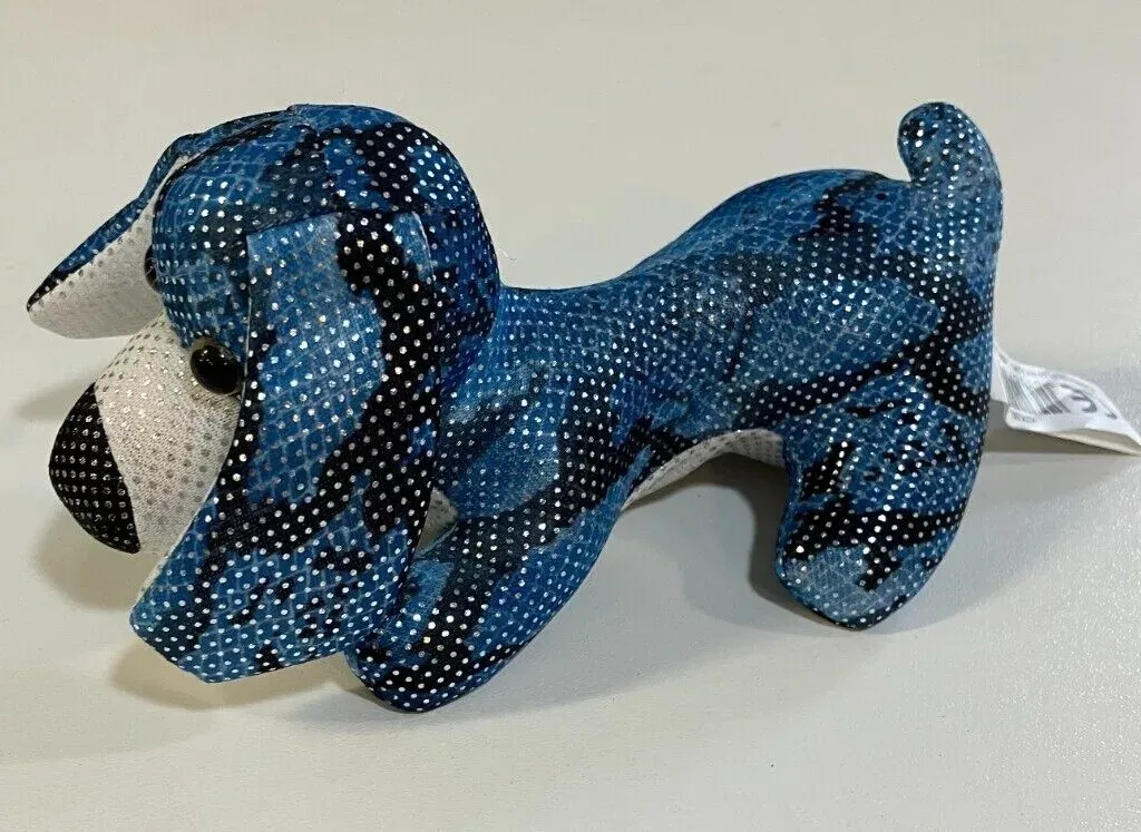 Blue sparkly Dog Sand Animal Metallic Plush Collectable *EL211