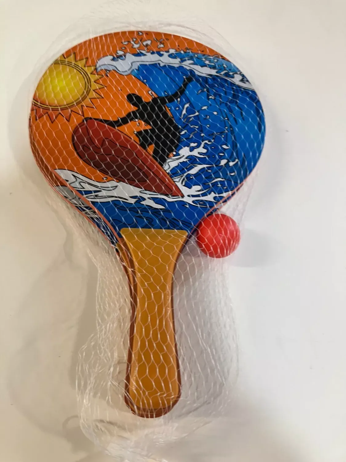 Surfer Beach Bat With Ball Kandy toys Nalu Neon Wooden Multicolour 2Pk