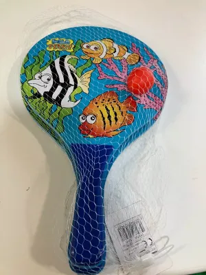 Hello Fishy Beach Bat With Ball Kandy toys Nalu Neon Wooden Multicolour 2Pk