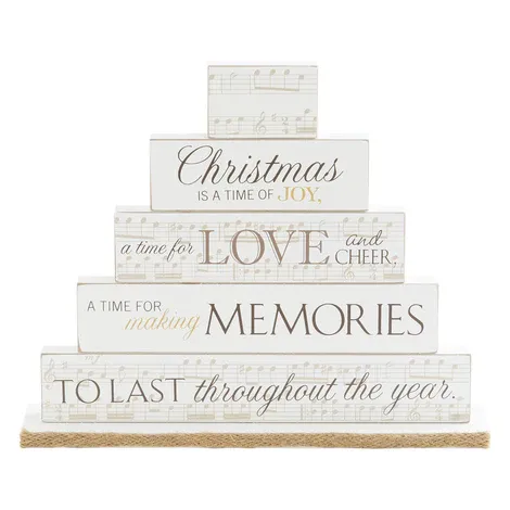 Christmas Burlap Memories mantel brick set