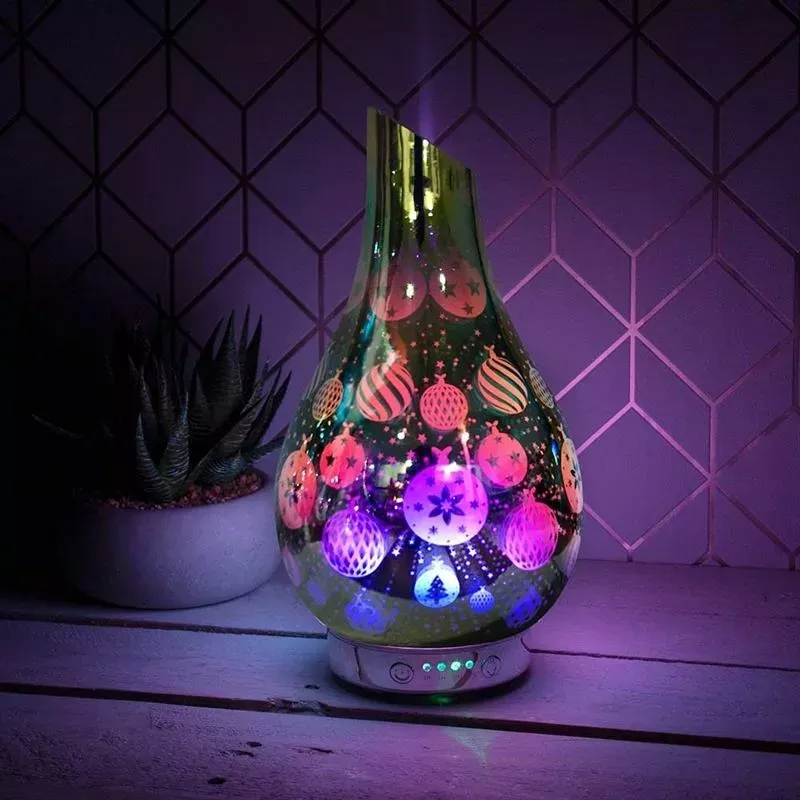 Desire Aroma Humidifier Silver Christmas Bauble Colour Changing Oil Diffuser