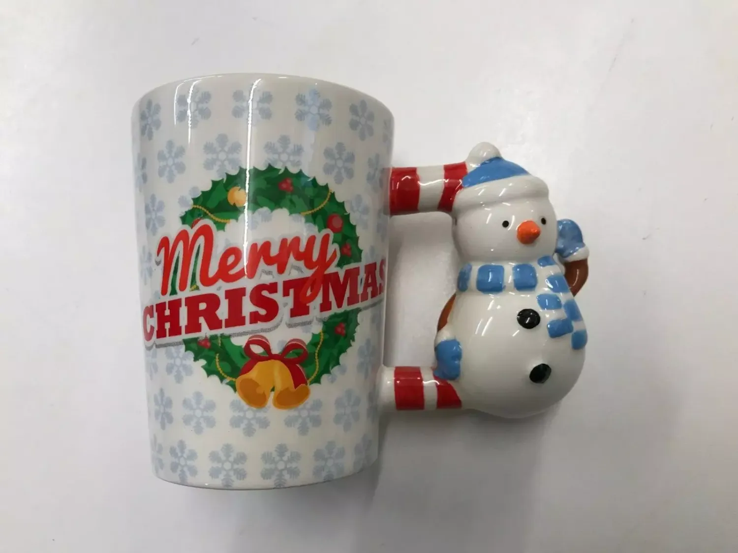 Merry Christmas Mug with 3D Christmas Snowman Handle