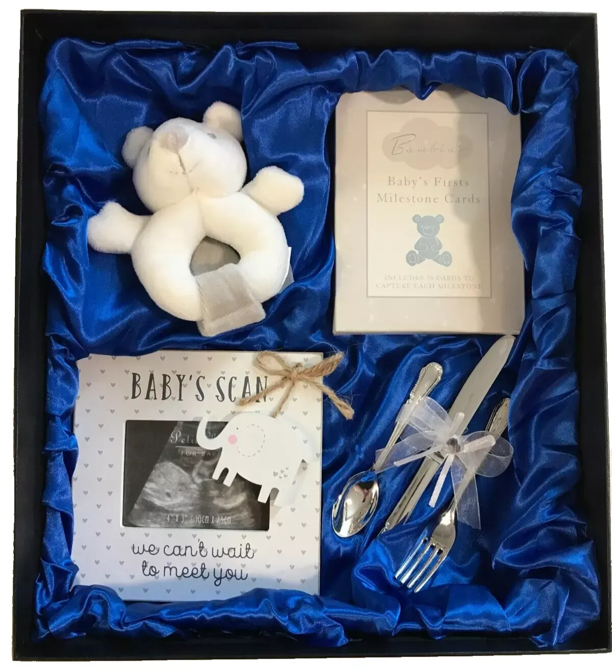 Baby shower/ Christening Gift set idea Frame Rattle Cutlery set *G6
