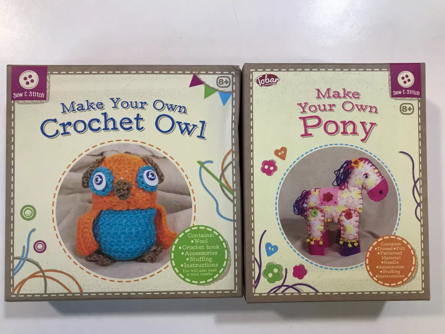 PONY + OWL MAKE YOUR OWN CROCHET OWL AND PONY BUNDLE CREATIVE GIFT SET X2 8+
