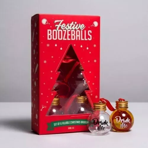 Festive 6 x Booze balls Christmas Tree Baubles Fill Drink Party Xmas