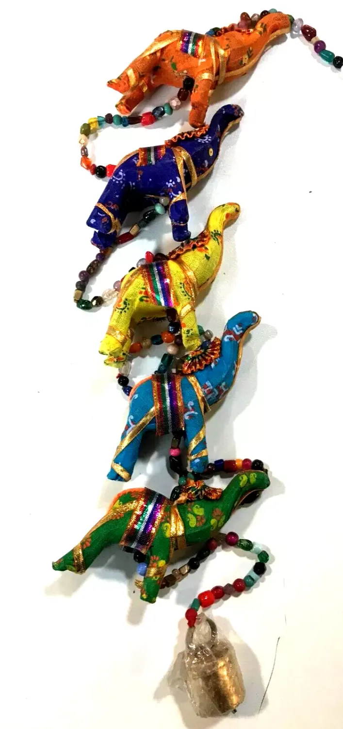 Indian Good Luck Charm Five Elephant Hanging Layer with a Door Hanging