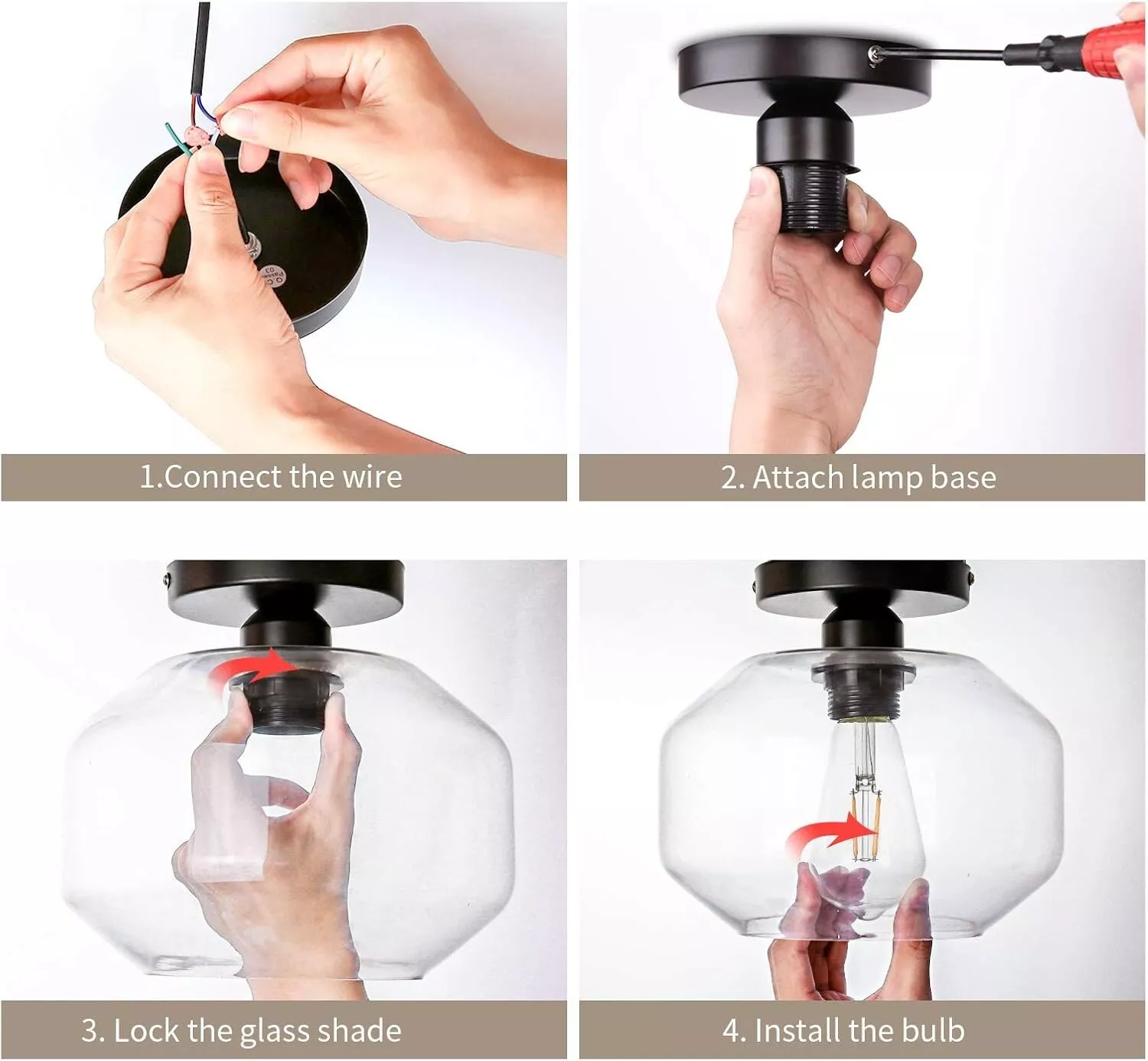 Frideko Glass Fitting Modern Ceiling Light Fittings Industrial Glass Lights Semi Flush Shade