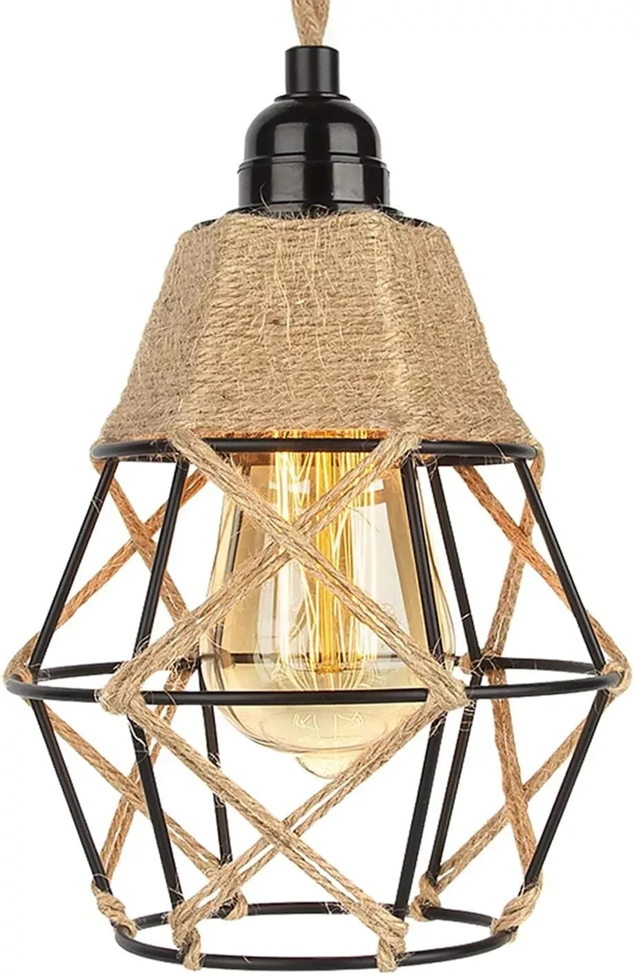 Frideko Rope/Metal Modern Ceiling Light Fittings Industrial Glass Lights Semi Flush Shade