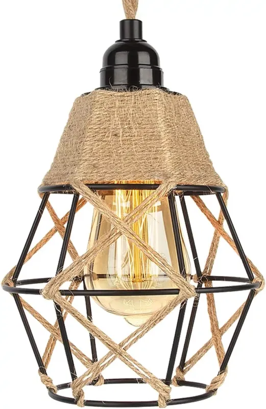 Frideko Rope/Metal Modern Ceiling Light Fittings Industrial Glass Lights Semi Flush Shade