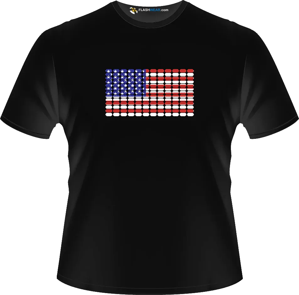 Stars & Stripes Flag Light up T-shirt Flash wear