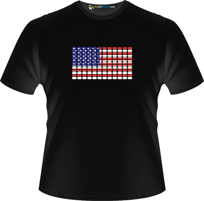 Stars & Stripes Flag Light up T-shirt Flash wear