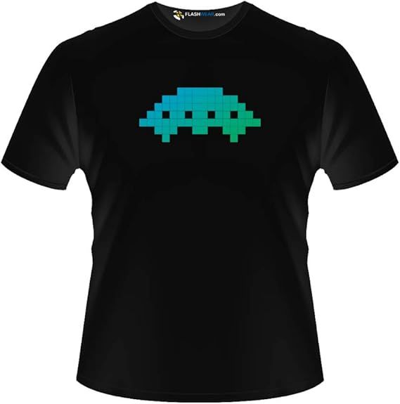 Space Invaders Green Light up T-shirt Flash wear X-Large