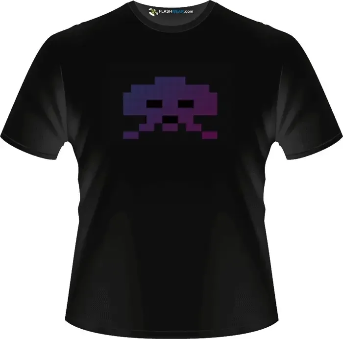 Space invaders Purple Light up T-shirts Flash wear X-Large