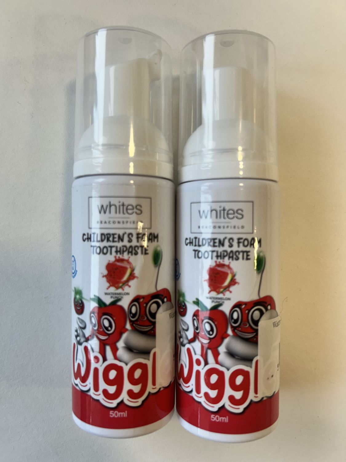 Children's Foam Toothpaste Ages 2+ Wiggle Whites 50ml Watermelon x2