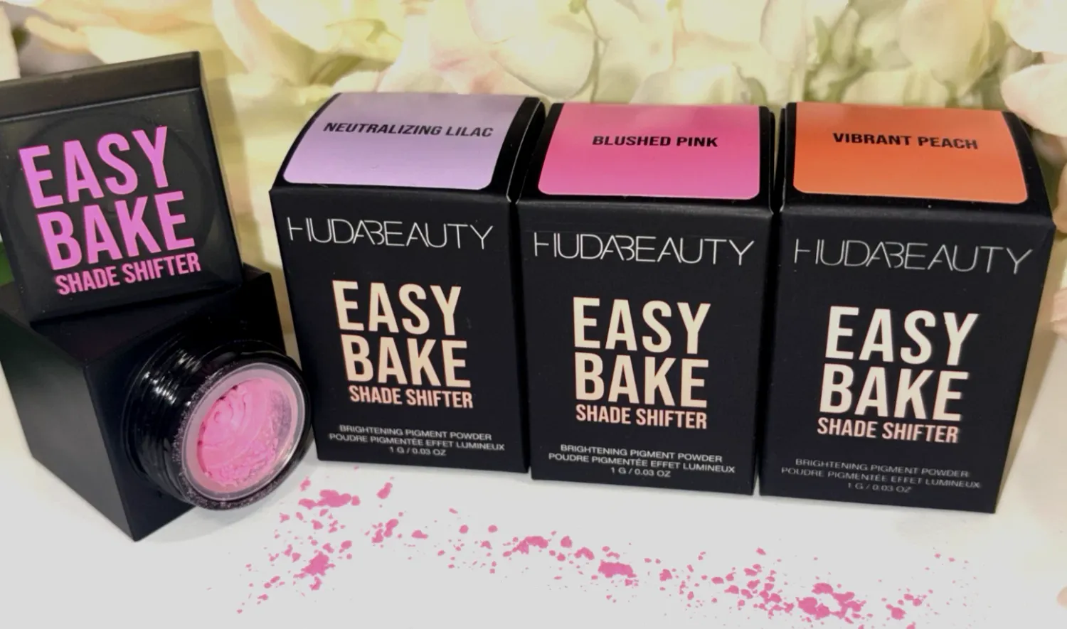 Huda Beauty Easy Bake Shade Shifter Loose Powders - Pink, Lilac & Peach x3