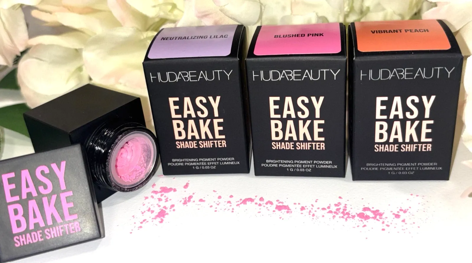 Huda Beauty Easy Bake Shade Shifter Loose Powders - Pink, Lilac & Peach x3