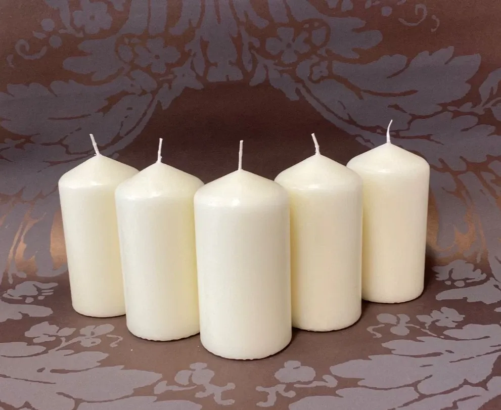 Premium Bolsius Pillar Candles Ivory Candles 130mm x 68mm | 43 Hours Burn Time Pack of 5