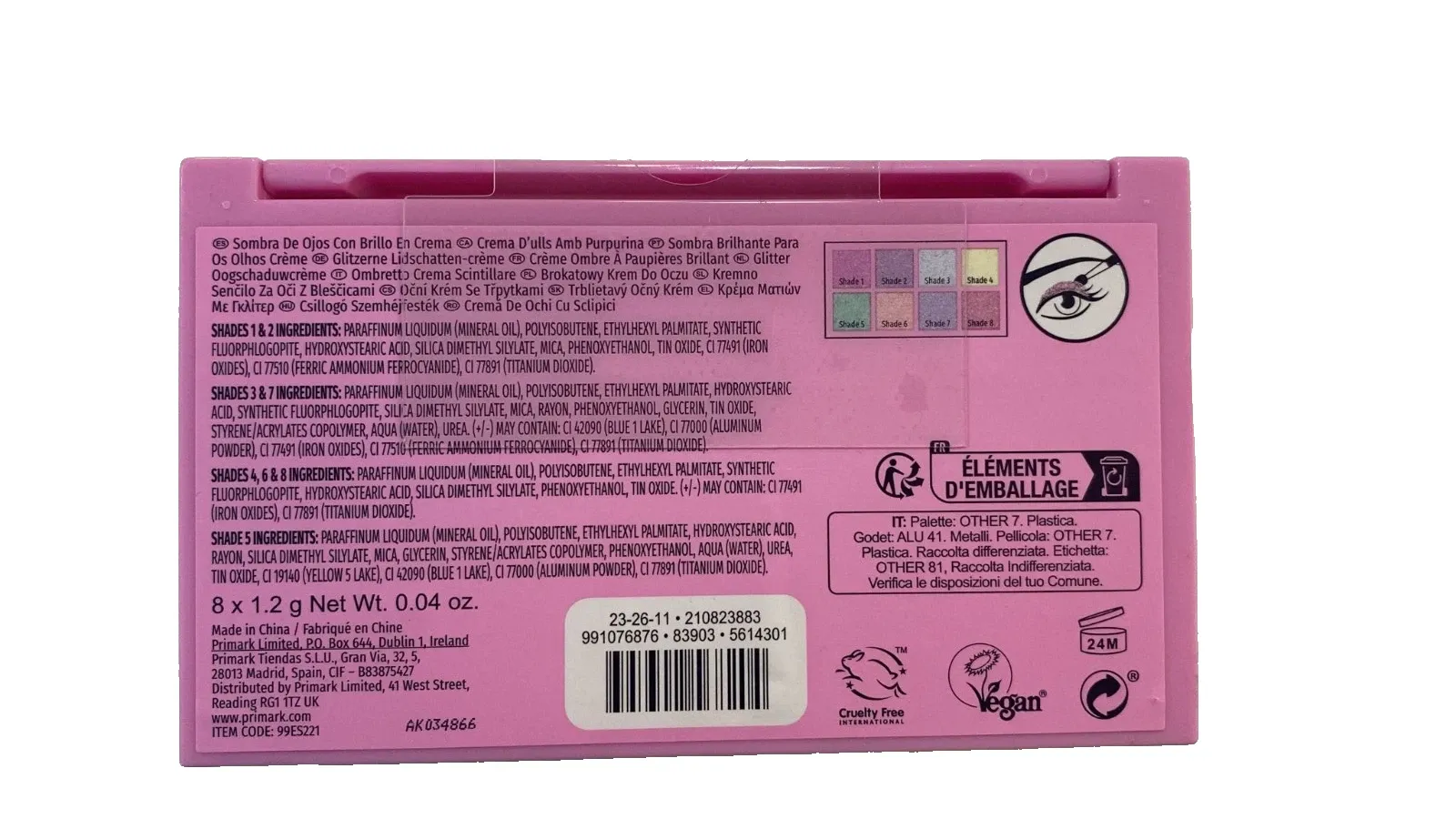 Glitter eye creams eyeshadow palette PS.. primark X2