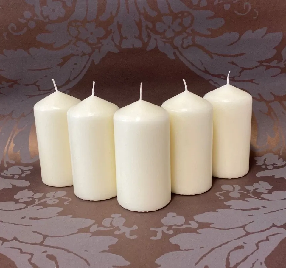 Premium Bolsius Pillar Candles Ivory Candles 130mm x 68mm | 43 Hours Burn Time PACK OF 5