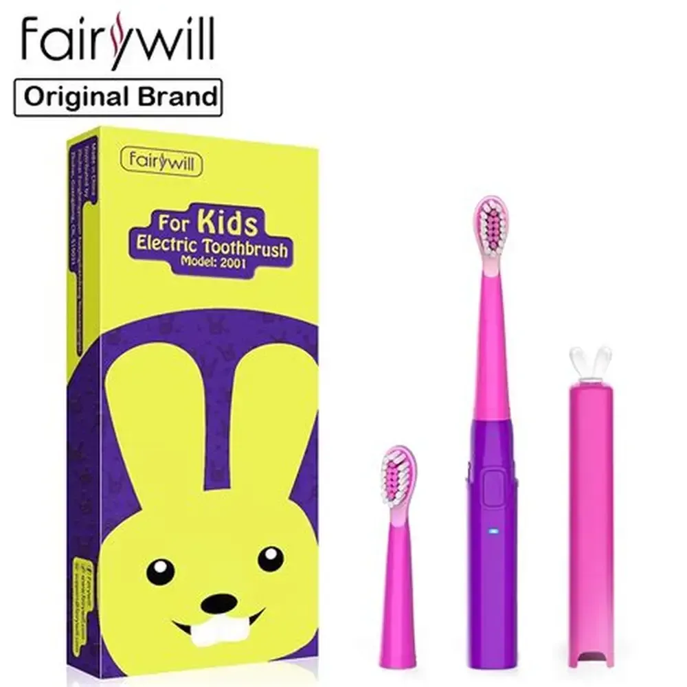 Fairywill Kids Sonic Electronic Toothbrush FW-2001. Make Cleaning Teeth Fun! Pink & Purple