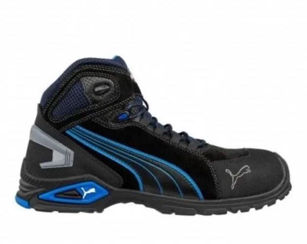Puma Safety Rio Mid Lace-up Safety Boot in black/Blue UK Size 9