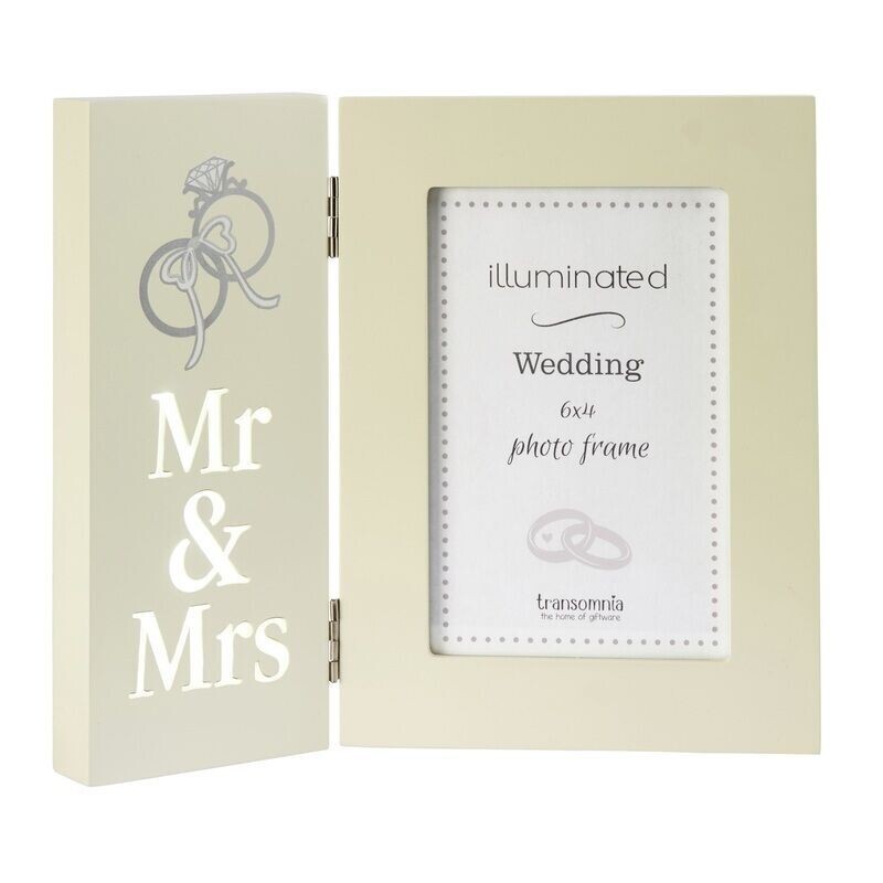 Illuminated Mr & Mrs Wedding Photo Frame 6x4 – Light up Picture Gift Cream Gift