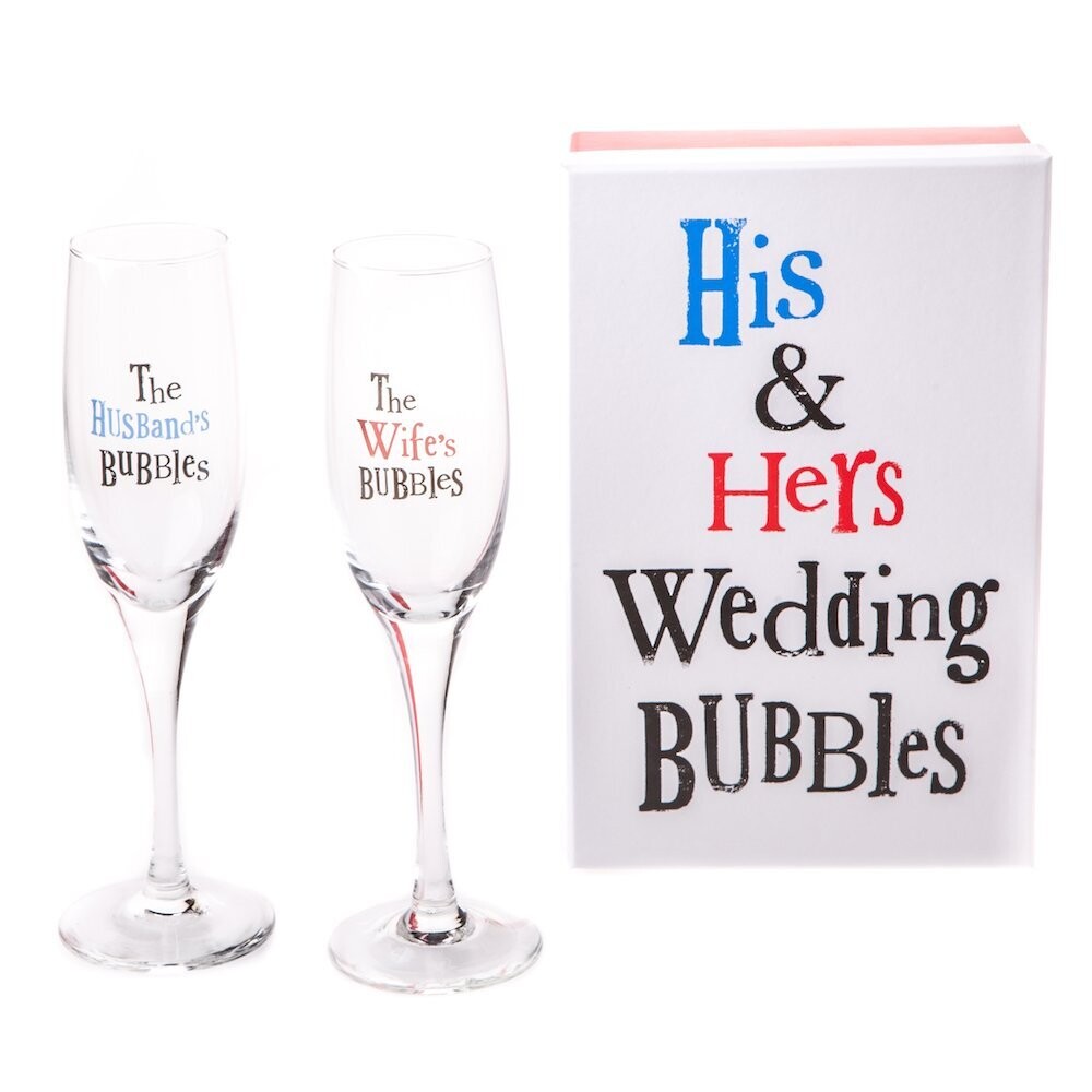 The Bright Side His & Hers Wedding Bubbles – Two Boxed Champagne Flutes