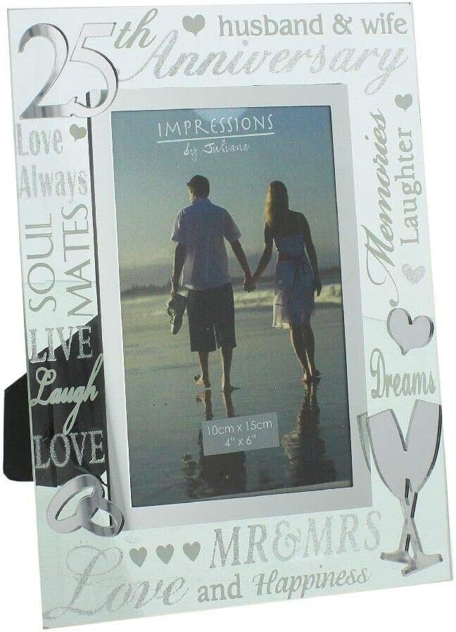 Juliana Silver 25th Wedding Anniversary Mirrored Photo Frame Juliana Silver 25th Wedding Anniversary Mirrored Photo Frame