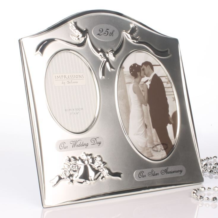 2 Tone Silver Plated Double Wedding Anniversary - 25th Silver