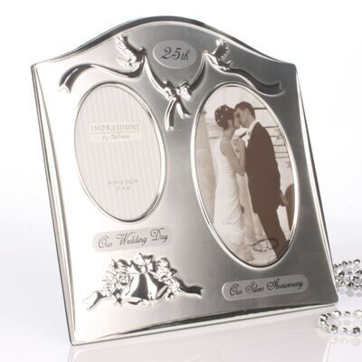 2 Tone Silver Plated Double Wedding Anniversary - 25th Silver
