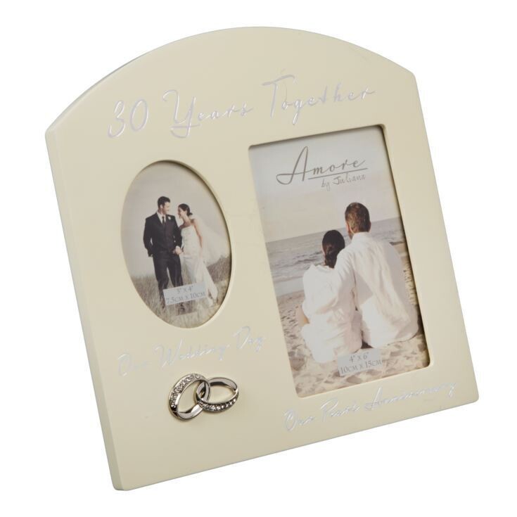 Double 30th Pearl Wedding Anniversary Photo Frame