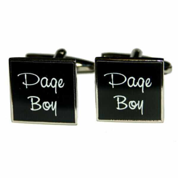 Men's Black Wedding Cufflinks Page Boy in Gift Box