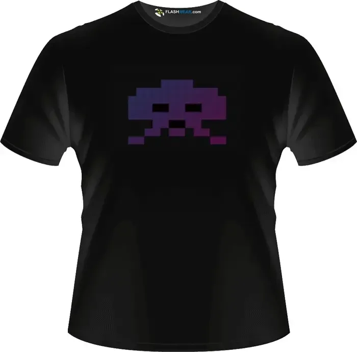 Space invaders Purple Light up T-shirts Flash wear X-Large