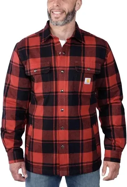 Carhartt 105945 Flannel Long Sleeve Plaid Shirt - Checked Red/Black large *EL118