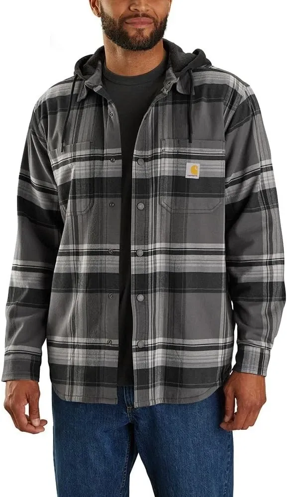 Carhartt Men's Rugged Flex™ Relaxed Fit Flannel Fleece Lined Hooded Shirt XL