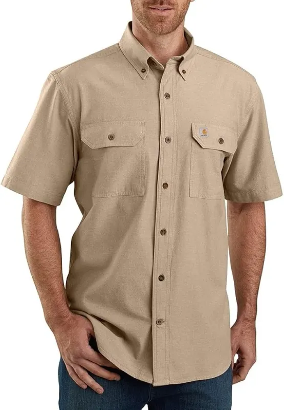 Carhartt Fort Loose SS Shirt Dark Tan Chambray 2XL  56"c