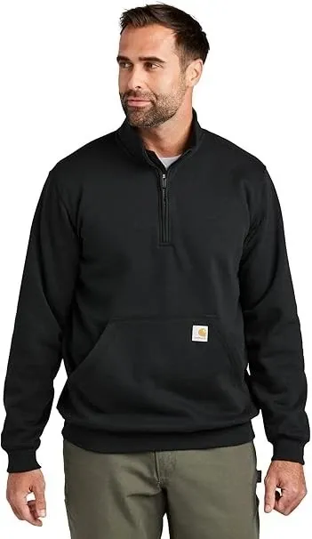 Loose fit midweight Quarter Zip Mock Black Men's X - Large
