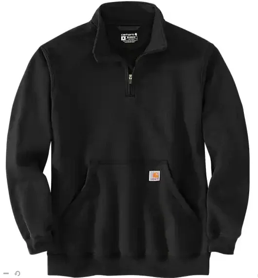 Loose fit midweight Quarter Zip Mock Black Men's X - Large