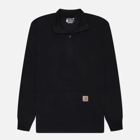 carhartt relaxed fit heavyweight long sleeve 1/2 zip thermal shirt black