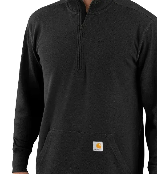 carhartt relaxed fit heavyweight long sleeve 1/2 zip thermal shirt black