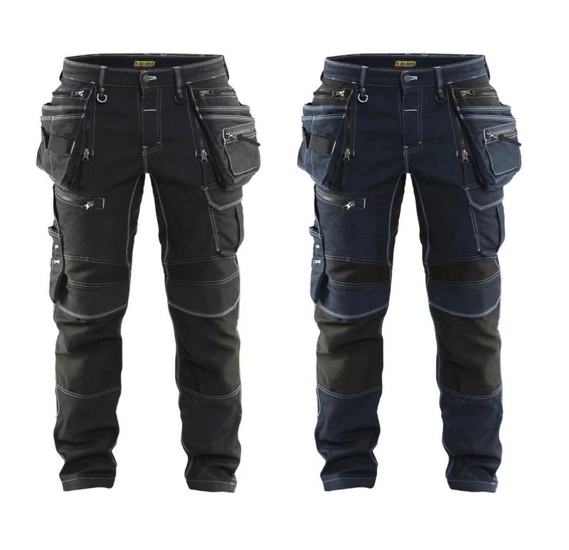 BLAKLADER 1990 STRETCH CRAFTSMAN MULTIPOCKET CORDURA DENIM WORK TROUSERS PANTS