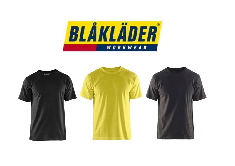 Blaklader 3525 Work Cotton T-Shirts Black/Grey/Yellow - Mens *EL229